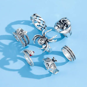 2023 Gothic Skeleton Unisex Ring Set Punk Grunge Butterfly Frog Woman