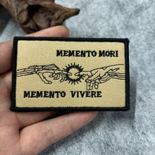 Memento Mori Tactical Patch Memento Vivere Embroidery Patches for Backpack Hook&Loop Armband Military Morale Badge Hat Stickers