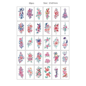 30pcs Temporary Tattoos for Children Unicorn Mermaid Car Fruit Cartoon