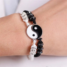 2 PC Jewelry Set Couple Black White Tai Chi Bracelet Rope Adjustable