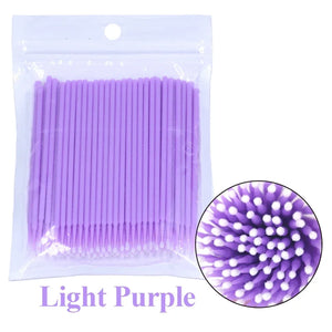 100Pcs Eyelash Cleaning Brush Lash Extension Micro Cotton Swab