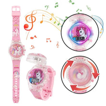 Fashion Creative Gyro Turntable Unicorn Light up Watch Students Watch