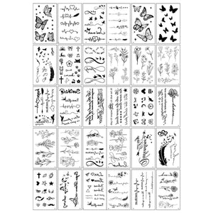 30pcs Temporary Tattoos for Children Unicorn Mermaid Car Fruit Cartoon