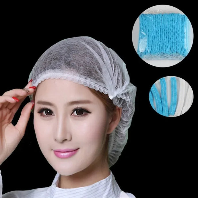 100pcs/Pack Disposable Bathing Cap Hair Head Covers Net Bouffant