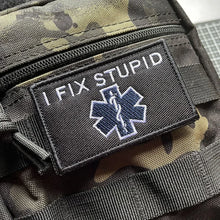 I FIX STUPID Embroidery Patches on Clothes Military Armband Hook and Loop Tactical Morale Badges on Backpack Applique