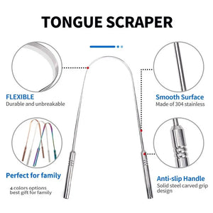3 Colors Stainless Steel Tongue Scraper U-shaped Metal Fresh Breath