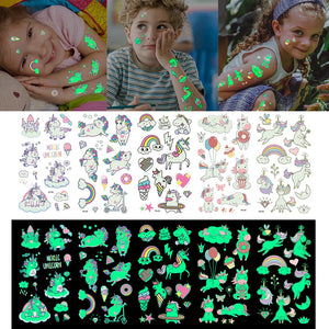 5pcs Luminous Glow Unicorn Cute Pattern Waterproof Temporary Tattoo