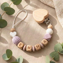 Personalized Pacifier Clip Custom Name Baby Teether Holder BPA Free Silicone Beads Wood Cat Dummy Chain Soother Clip Shower Gift