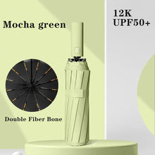 1pc Wind Resistant Folding Automatic Umbrella Rain Black Coating 12