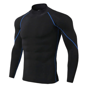 Men Bodybuilding Sport T-shirt Quick Dry Running Shirt Long Sleeve