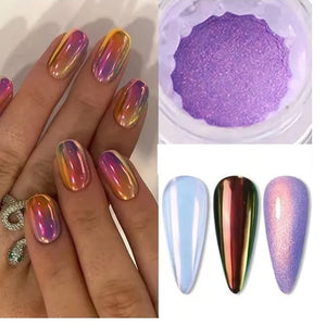 1 box Moonlight Mirror Nail Powder Silver Fine Glitter Metallic Effect