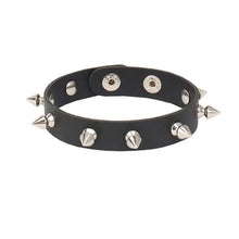 2024 Pu Leather Studded Bracelet Choker Punk Spike Rivets Cuff Black