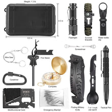 16 Pcs Survival Kit, Camping Gear & Equipment, Stocking Stuffers for Men, Outdoor Adventure Christmas Gifts