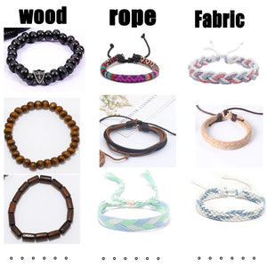 10PCS Random Style Men's Women's Webbing, Rope,Leather Bracelet
