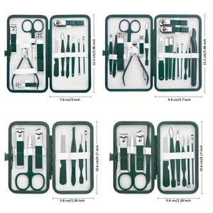 7/10/12/18 pcs Spring Green New Stainless Steel Nail Clippers Set
