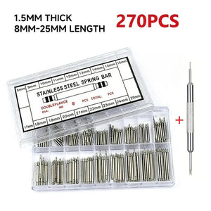 270pcs/set Strainless Steel Spring Bars Dia 1.5mm length8mm - 25mm/