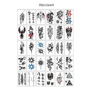 30pcs Temporary Tattoos for Children Unicorn Mermaid Car Fruit Cartoon