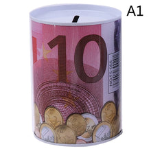 Euro Dollar Money Box Safe Cylinder Piggy Bank Banks For Coins Deposit