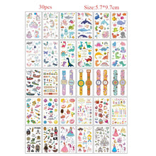 30pcs Temporary Tattoos for Children Unicorn Mermaid Car Fruit Cartoon