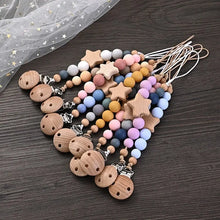 New Baby Pacifier Chain Clips Wood Pentagram Teether Silicone Round Beads Teething Chain For Care Soother Chew Toys Shower Gift