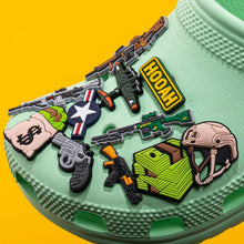 1pcs PVC Guns Charms Tanks Aircraft Missiles Shoe Charms for Sneakers Pin Accessories Dollar Shoe Decorations Buckle Pendant