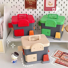 Portable Store Shaped Money Box Plastic Key Lock Cash Box Students