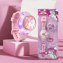 Fashion Creative Gyro Turntable Unicorn Light up Watch Students Watch