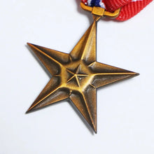 1Pc US Army Bronze Five Pointed Star Honor Medal Re Engraved 3D Pin Badge Craft Copy