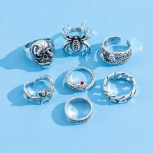 2023 Gothic Skeleton Unisex Ring Set Punk Grunge Butterfly Frog Woman