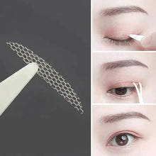 240Pcs Double Fold Eyelid Tape Sticker Lace Nature Clear Beige Stripe