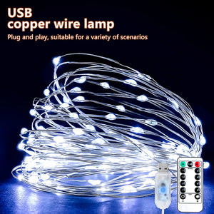 5M/10M/20M USB LED String Lights Copper Silver Wire Garland Light