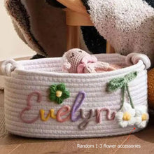 1pc Personalized Letter Handmade Cotton Rope Storage Basket, Party Gift Basket, Multifunctional Storage Basket, Easter Gift