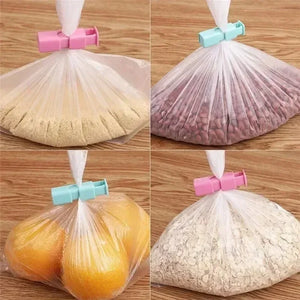 12 PCS Squeeze Bread Bag Clips Reusable Fresh Food Seal Plastic Clip