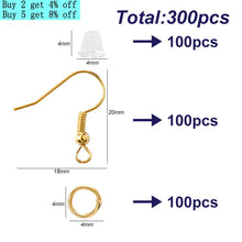 300Pcs Earrings Set Hypoallergenic Earring Hooks Jump Rings Clear