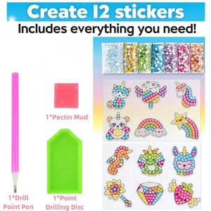 DIY 12 Stickers Diamond Paintings Kit Create Arts Education Craft
