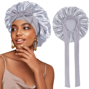 New Satin Solid Sleeping Hat With Stretchy Tie Band Elastic For Women