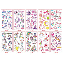 10 sheets Unicorn Fake Tattoo Stickers Cartoon Temporary Tattoos Kids