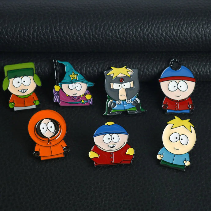 7pcs/set Cartoon TV Movie Cartman Figure Badges Lapel Pins for