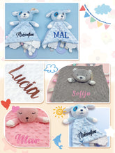 Personalized Baby Security Blanket Teether Plush Stuffed Toy Custom Blanket Comforter Bunny Elephant Soothe Appease Baby Gift