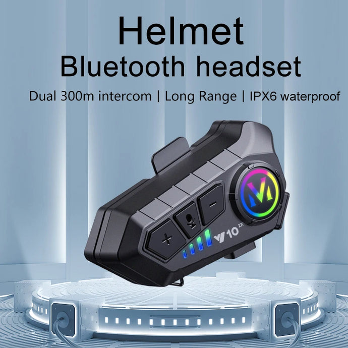 2PCS Y10 2x Motorcycle Intercom Headset Helmet BT 5.3 For 2 Riders