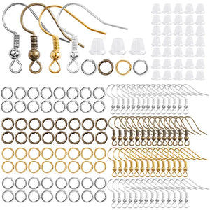 300Pcs Earrings Set Hypoallergenic Earring Hooks Jump Rings Clear