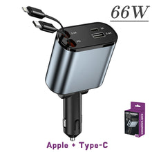120/66w 4 IN 1 Retractable Car Charger Mobile Phone USB PD Type C