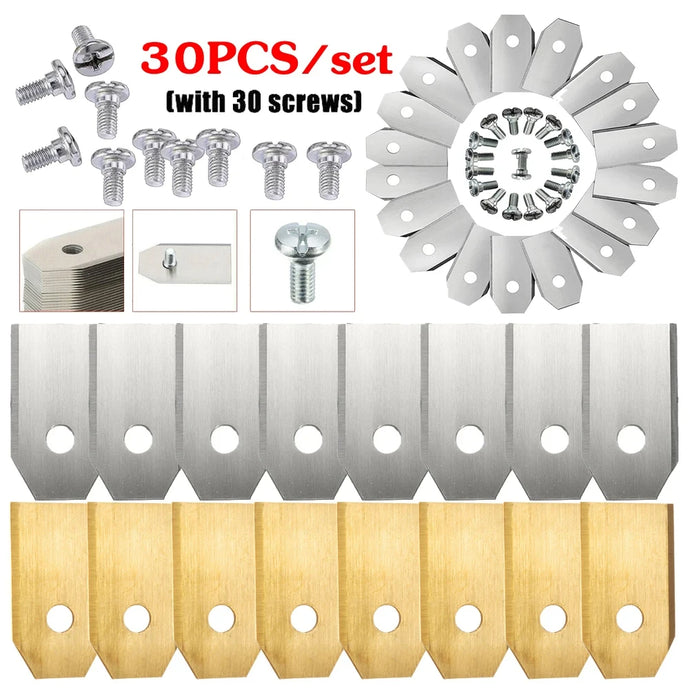 30PCS Lawn Mower Trimmer Blades 35x18x0.75mm Grass Cutter Replacement