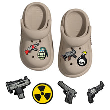 8pcs fiery Cartoon pistol pattern Shoe Charm PVC Decorations Assorted Style Detachable Waterproof Suitable summer For Gift ideal