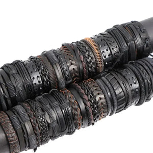 10PCS Random Style Men's Women's Webbing, Rope,Leather Bracelet