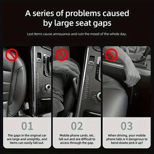 2pc Car Seat Gap Filler Organizer Pu Waterproof Car Seat Gap Plug