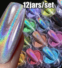 12Jars/set Holographic Glitter Nail Fine Powder 0.05mm Super Shinying