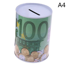 Euro Dollar Money Box Safe Cylinder Piggy Bank Banks For Coins Deposit