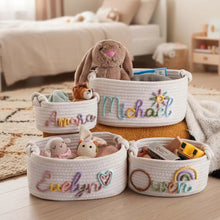 1pc Personalized Letter Handmade Cotton Rope Storage Basket, Party Gift Basket, Multifunctional Storage Basket, Easter Gift