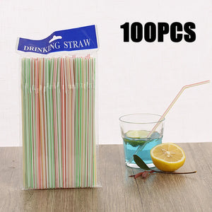 100Pcs Colorful Bendable Straw Drinking Kunststof Straw for Milk Tea